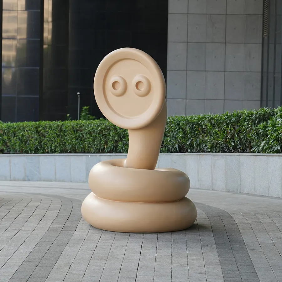 Modern Abstract Fiberglass Snake Sculpture for Interior Decor