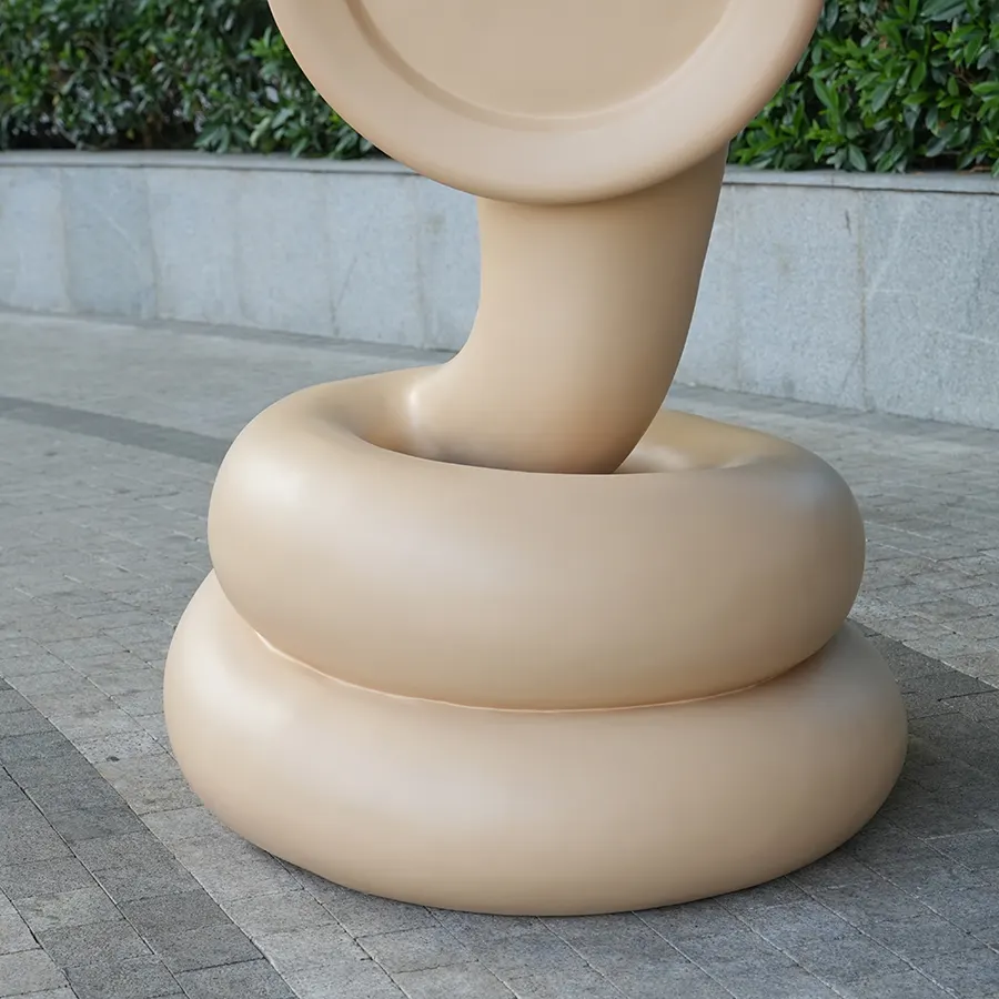 Modern Abstract Fiberglass Snake Sculpture for Interior Decor