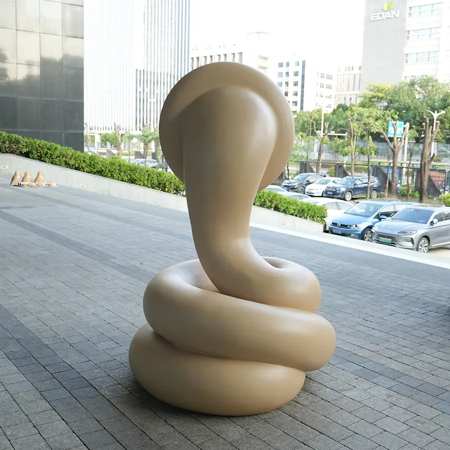 Modern Abstract Fiberglass Snake Sculpture for Interior Decor