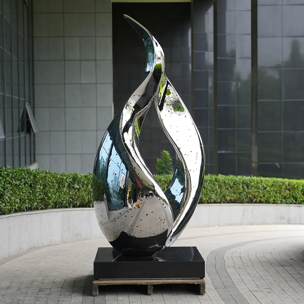 Mirror Polished Flame-Inspired Art for Public & Commercial Spaces