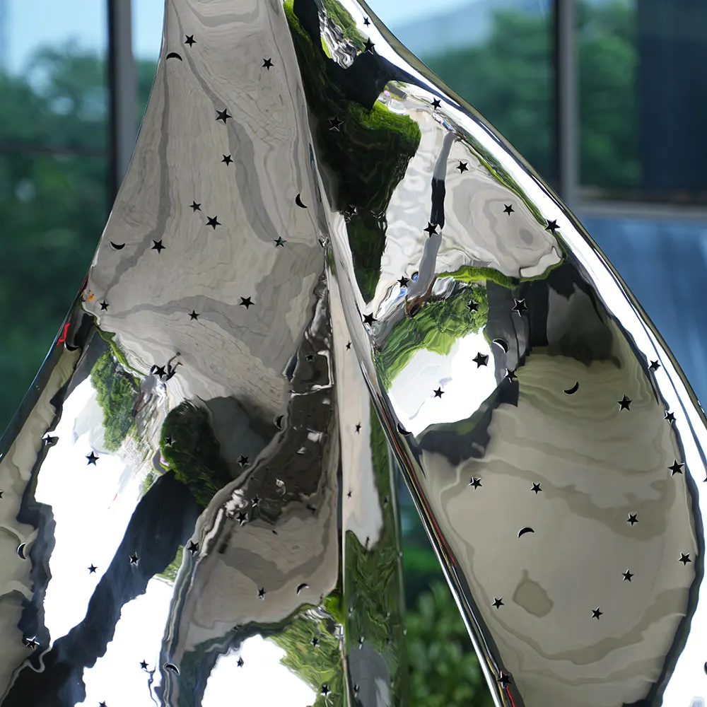 Mirror Polished Flame-Inspired Art for Public & Commercial Spaces