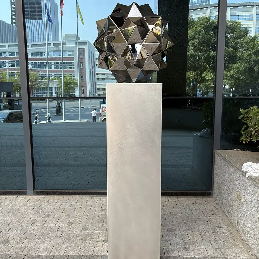 Geometric Stainless Steel Sculpture for Interior Decoration – Modern Mirror Polished Metal Art