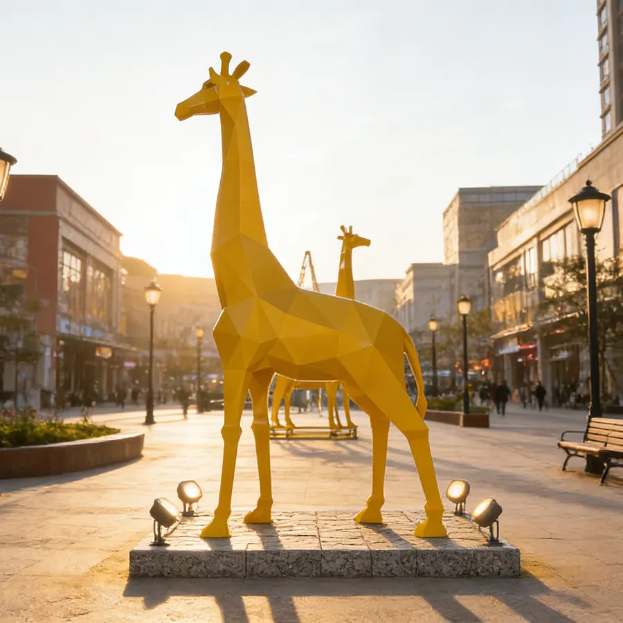 Custom Stainless Steel Giraffe Sculpture for Public Art & Urban Landscape