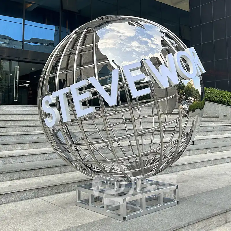 Hollow Stainless Steel Globe Sculpture With Led Light Letter MP-B0014