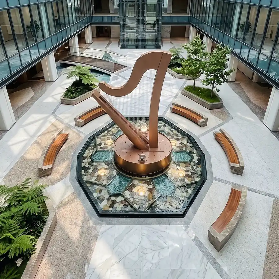 Modern Stainless Steel Water Feature Sculpture for Outdoor Plaza & Commercial Landscape Decor
