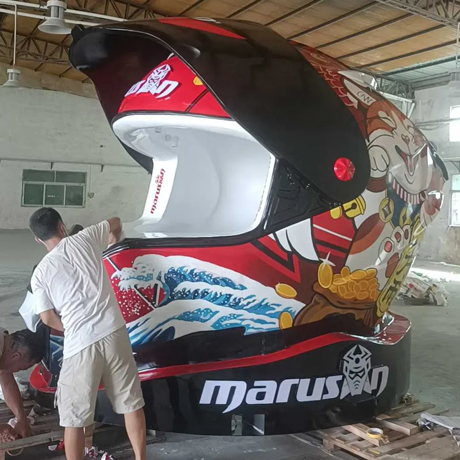 Fiberglass Helmet Booth | 3M Racing Helmet Sculpture for Exhibition & Interior Display