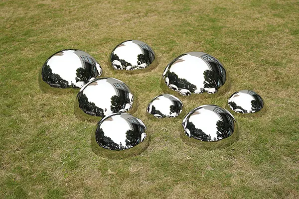Steel Hemisphere Sculpture – Reflective Outdoor Art