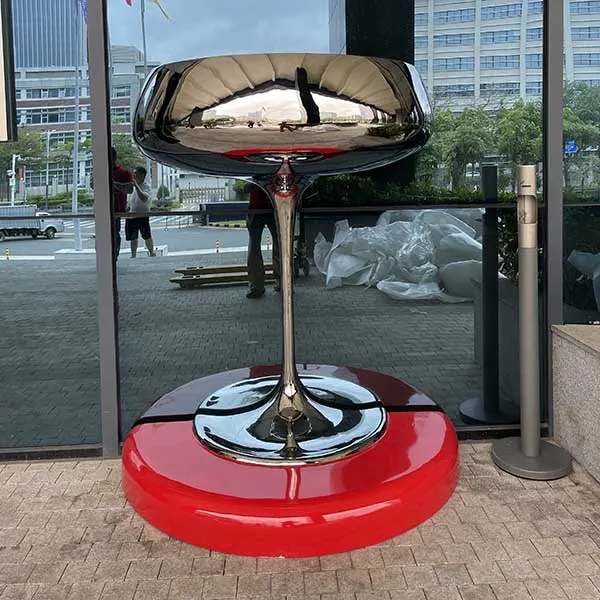 Modern Stainless Steel Wine Glass Sculpture for Luxury Outdoor & Rooftop Decor