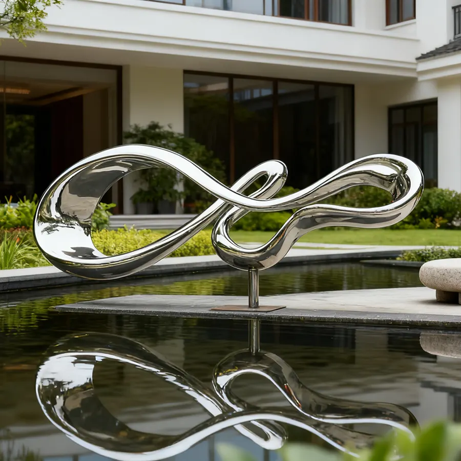 Infinity Stainless Steel Sculpture – Modern Outdoor Mirror Metal Art