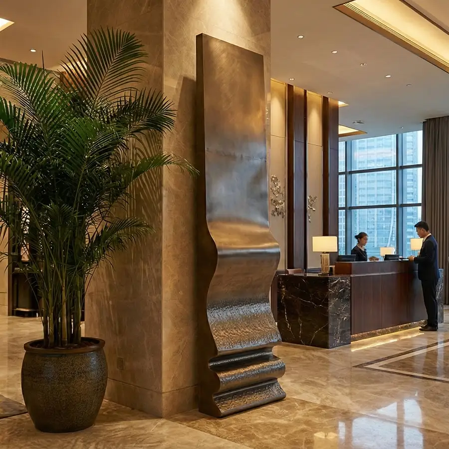 Abstract Stainless Steel Interior Sculpture for Hotel Lobby & Luxury Spaces