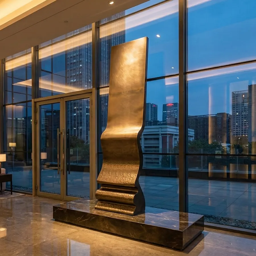 Abstract Stainless Steel Interior Sculpture for Hotel Lobby & Luxury Spaces
