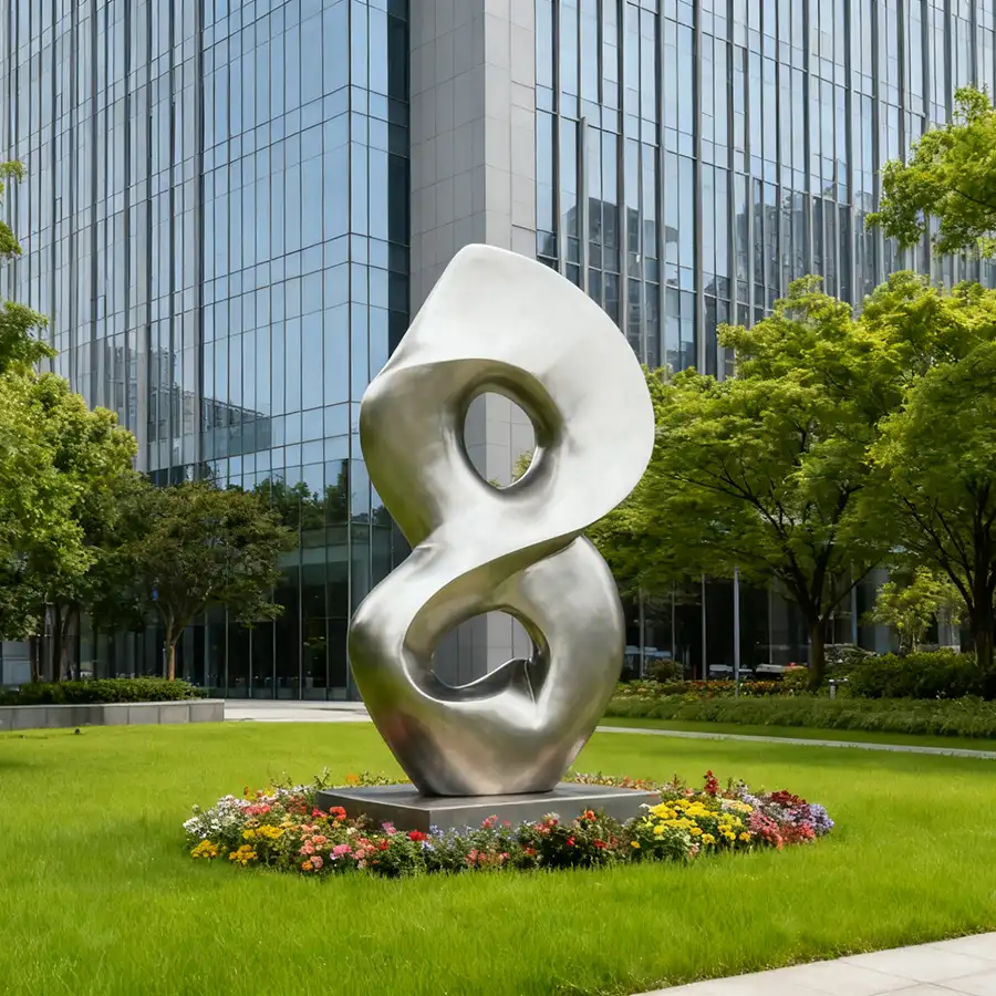 Modern Stainless Steel Abstract Outdoor Sculpture | Landscape Metal Artwork