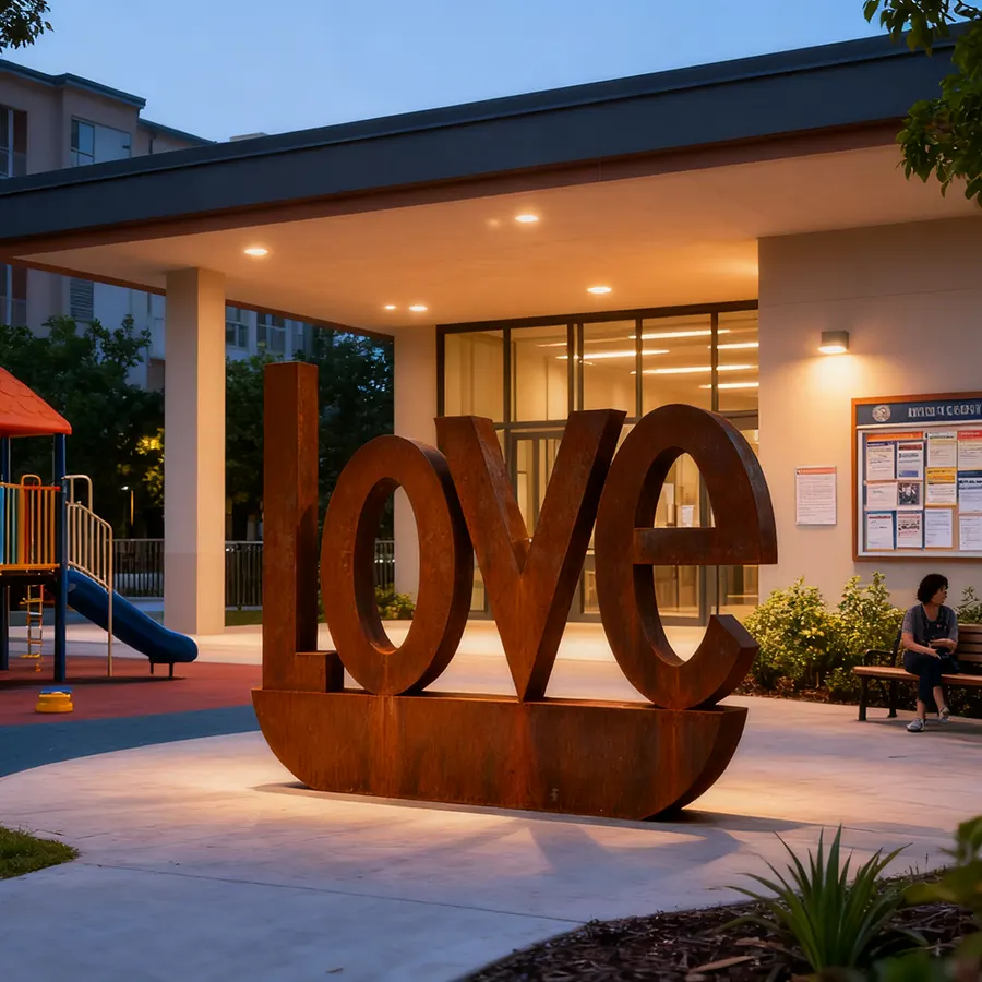 Corten Steel “LOVE” Sculpture | Large Outdoor Rusted Steel Artwork for Landscape & Public Spaces