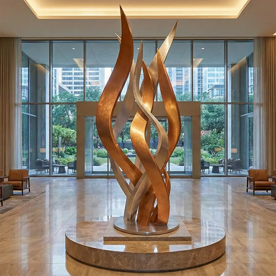 Abstract Stainless Steel Sculpture for Hotel Lobby Interior Decor
