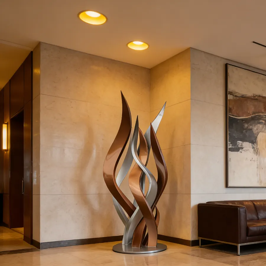 Abstract Stainless Steel Sculpture for Hotel Lobby Interior Decor