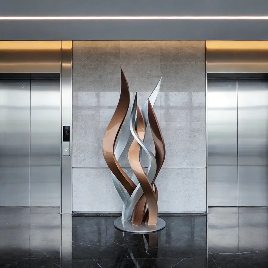 Abstract Stainless Steel Sculpture for Hotel Lobby Interior Decor