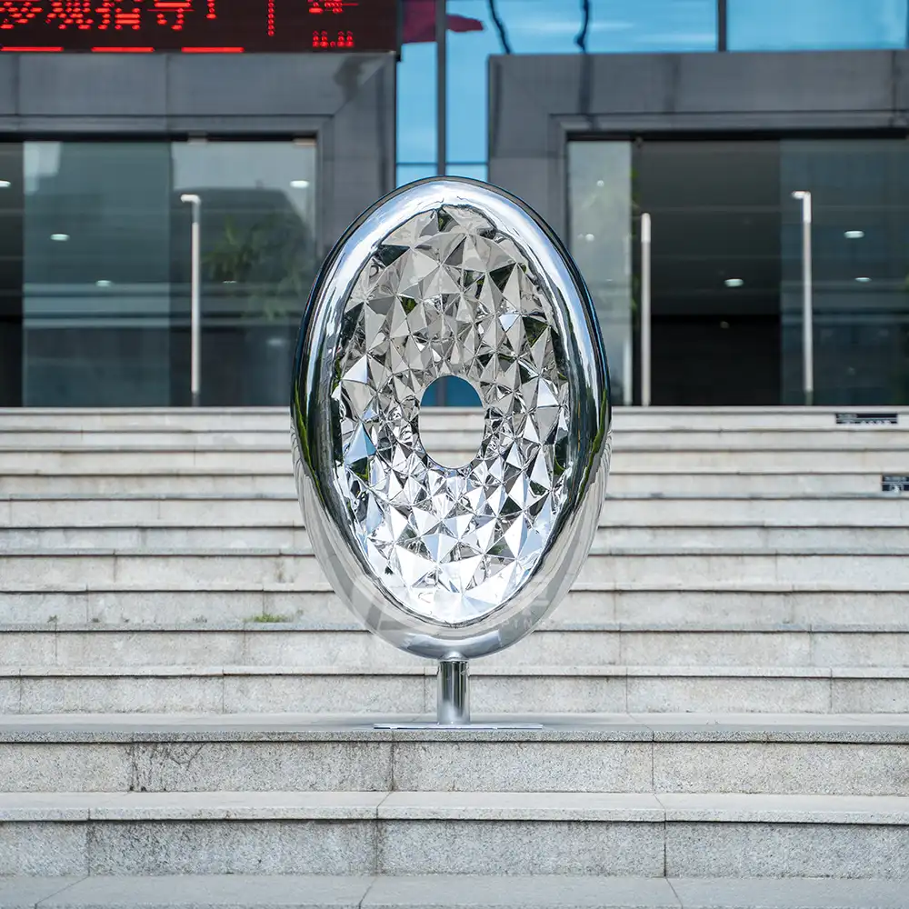 Luxury oval diamond handmade decorative metal abstract sculpture hotel shop decorations MP-I0025