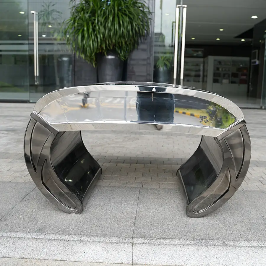 Stainless Steel Coffee Table with Built-In Clock | Luxury Sculptural Timepiece Table