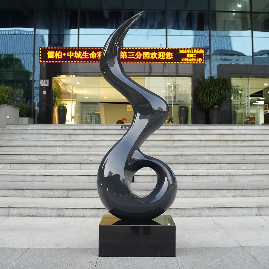 Modern Abstract Stainless Steel Sculpture for Interior Decor – Black Polished Art Sculpture