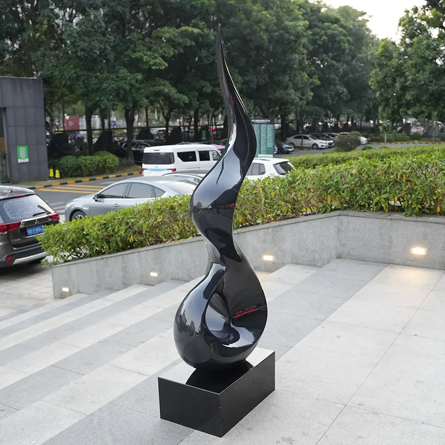 Modern Abstract Stainless Steel Sculpture for Interior Decor – Black Polished Art Sculpture