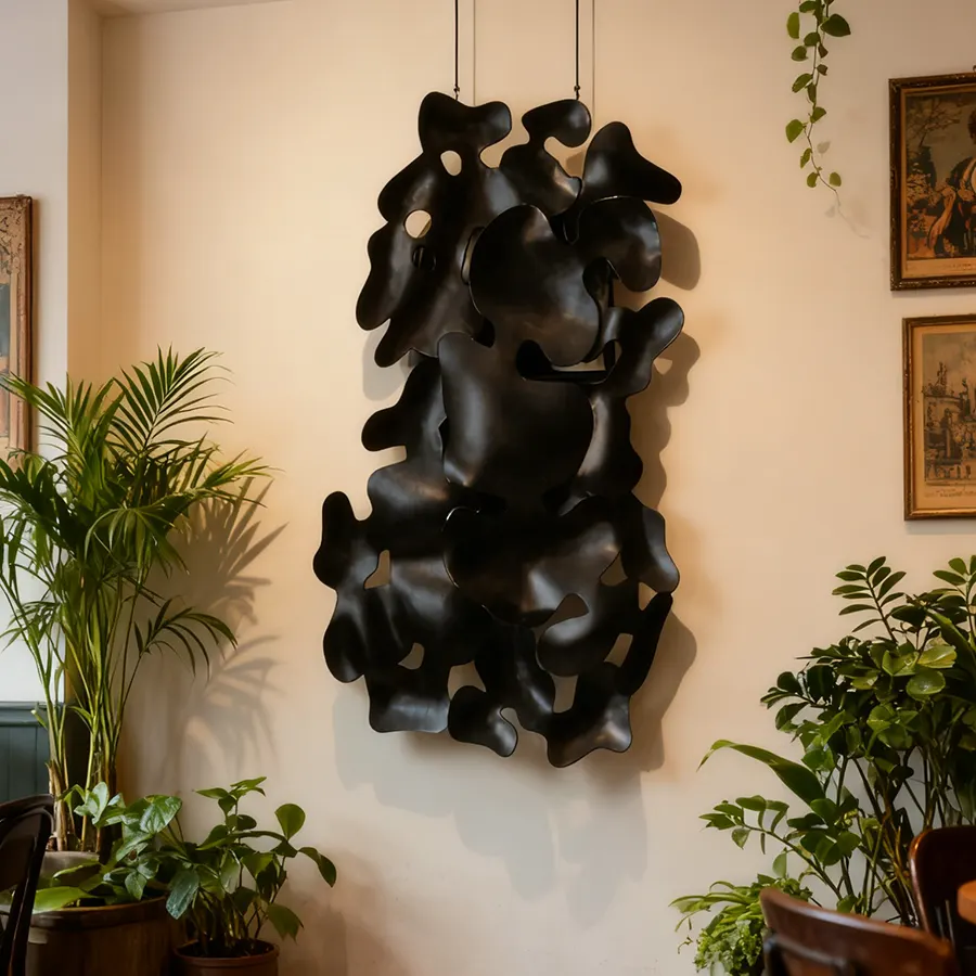 Modern Abstract Stainless Steel Wall Sculpture | Black Metal Wall Art for Interior Decor