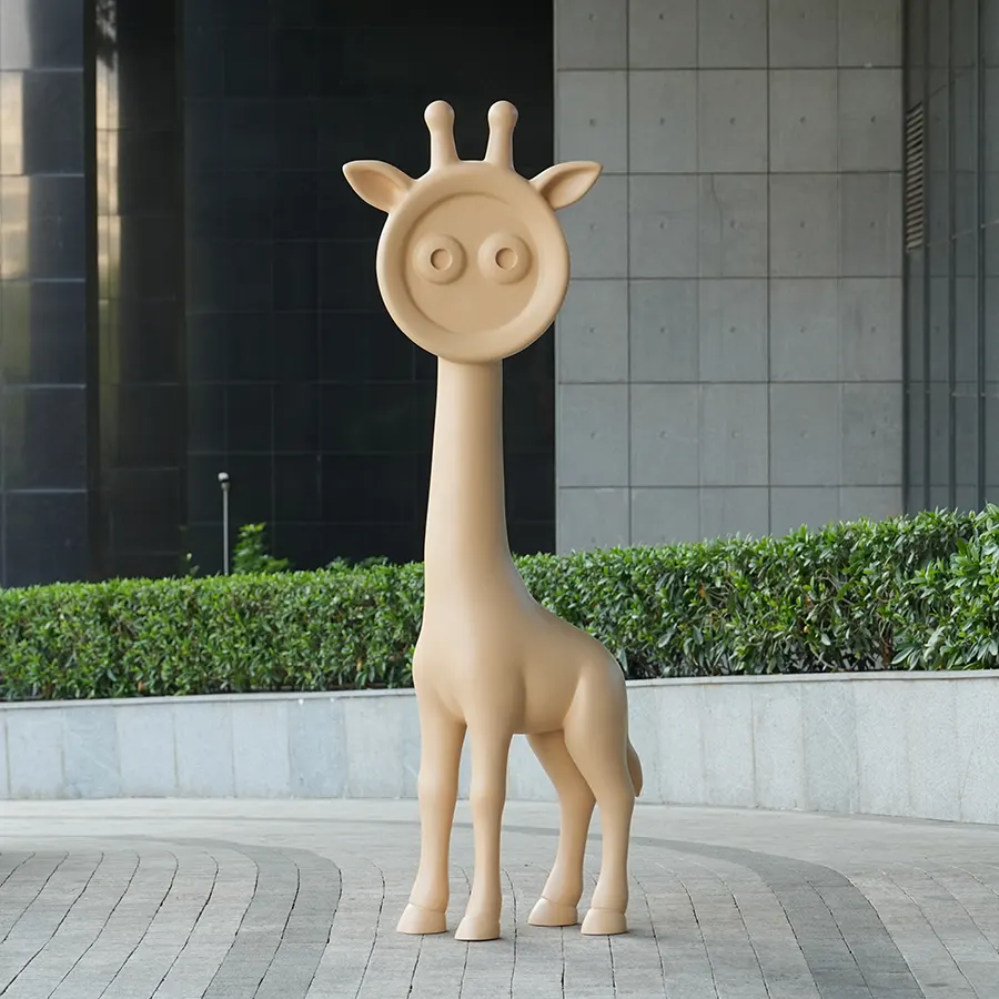 Modern Fiberglass Giraffe Sculpture for Interior Decor | Contemporary Animal Art Sculpture