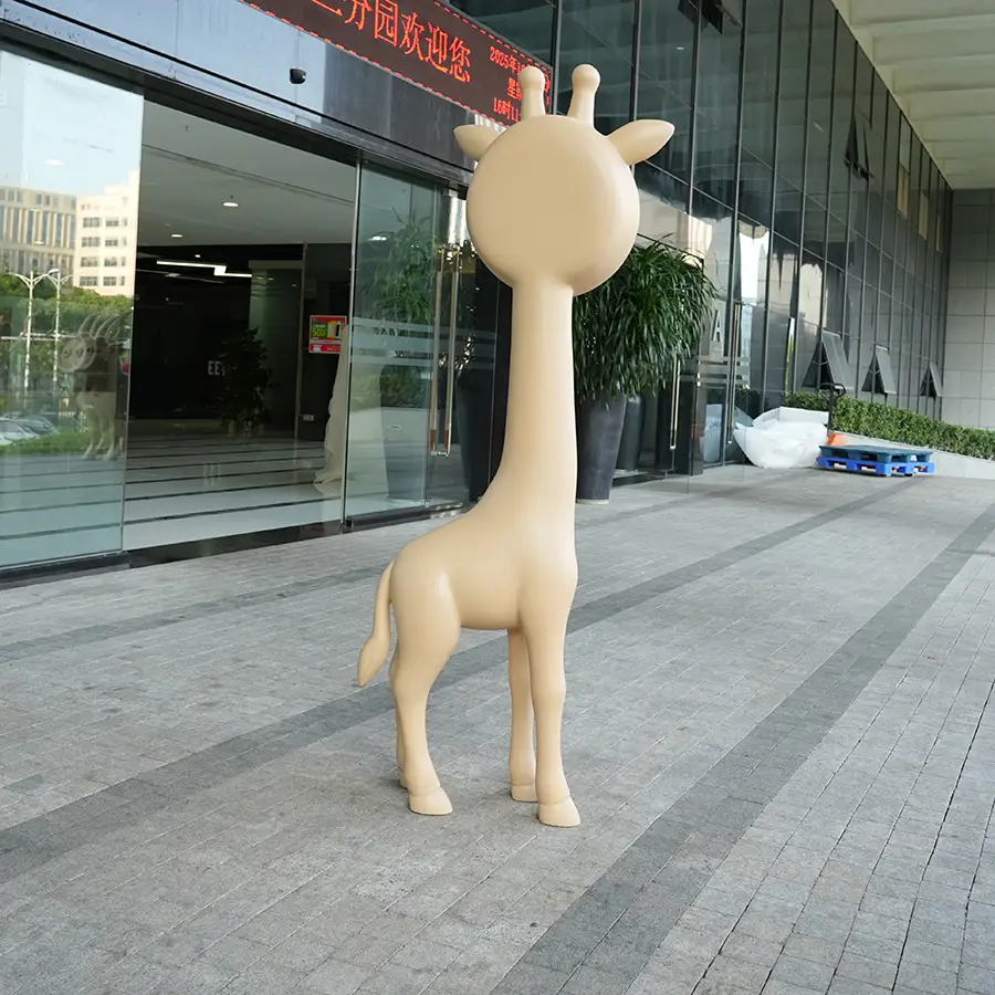 Modern Fiberglass Giraffe Sculpture for Interior Decor | Contemporary Animal Art Sculpture
