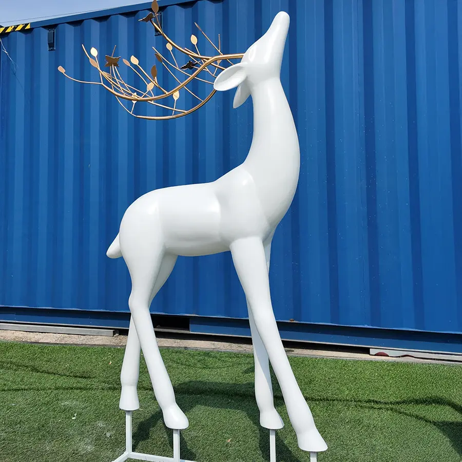 Modern Steel Deer Garden Sculpture | Contemporary Outdoor Landscape Art