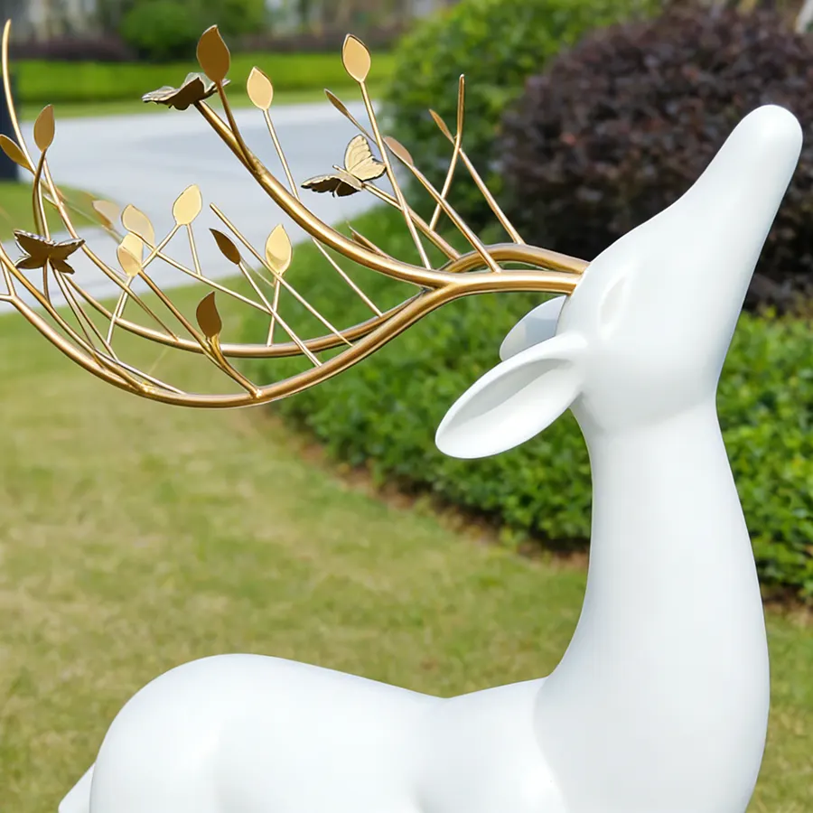 Modern Steel Deer Garden Sculpture | Contemporary Outdoor Landscape Art