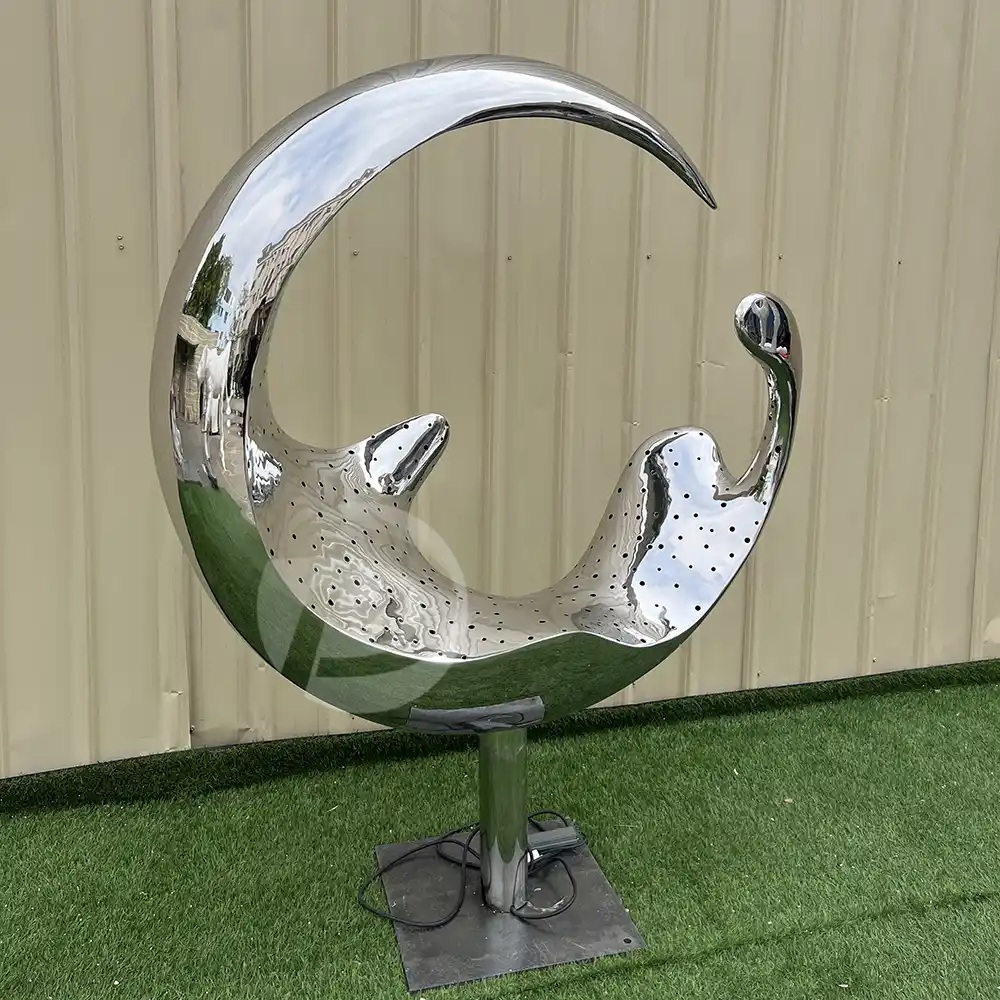 Wholesale Indoor Home Decor Stainless Steel Moon Sculpture With LED Light MP-O0100