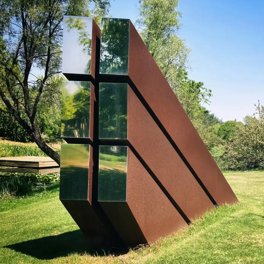 Corten Steel Outdoor Sculpture | Modern Geometric Metal Artwork for Park & Landscape Decoration