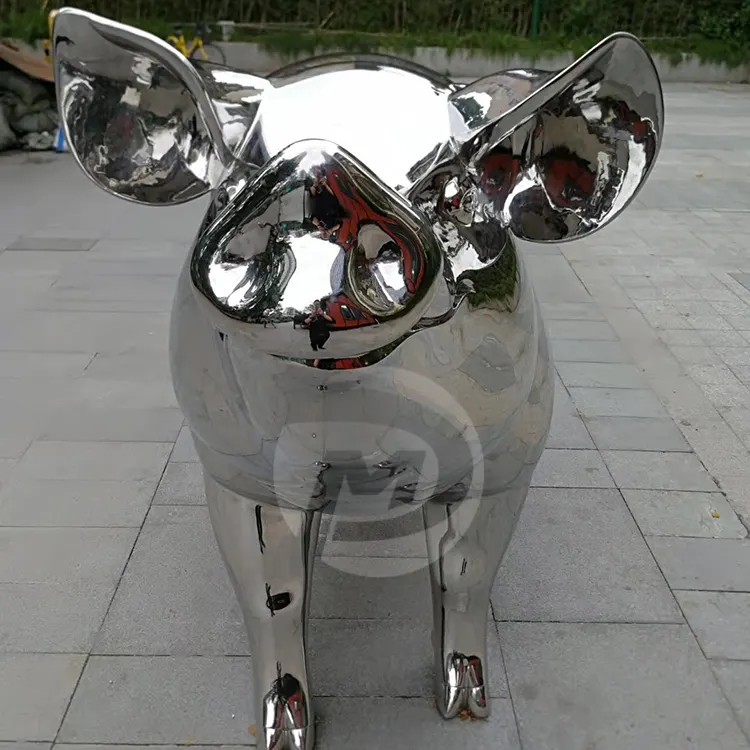 Metal Art Home Stainless Steel Pig Sculpture Decoration Animal Garden Sculptures MP-O0120