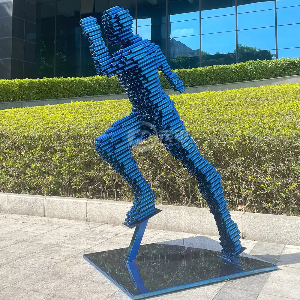 Blue Running Man Sculpture