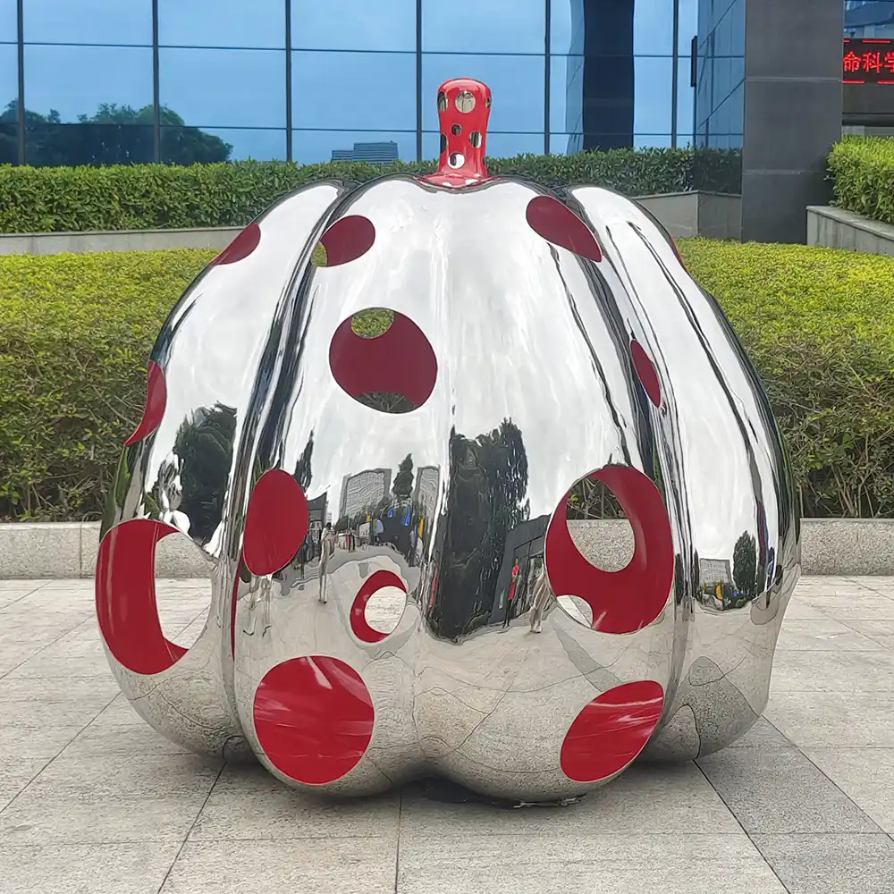 Stainless steel hollow pumpkin sculpture for interior decoration