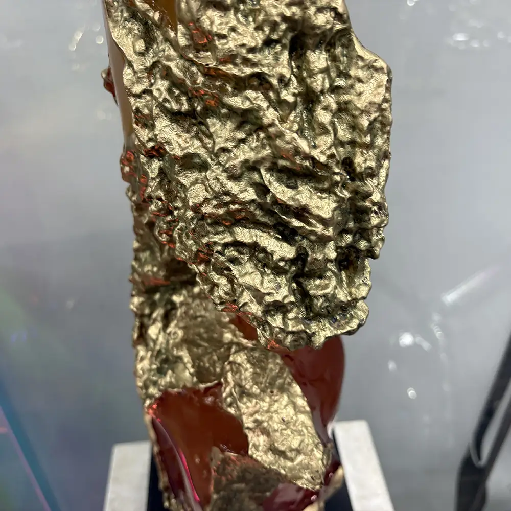 Modern Resin Sculpture with Gold Texture for Luxury Interior Decor