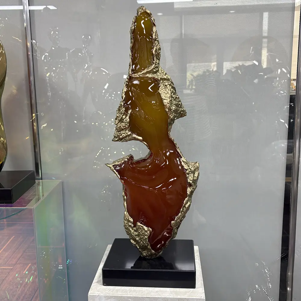 Modern Resin Sculpture with Gold Texture for Luxury Interior Decor