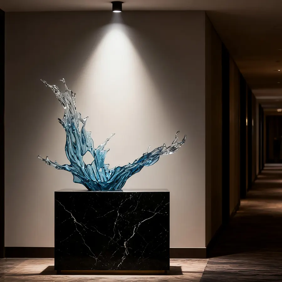 Transparent Resin Wave Sculpture for Hotel Decoration