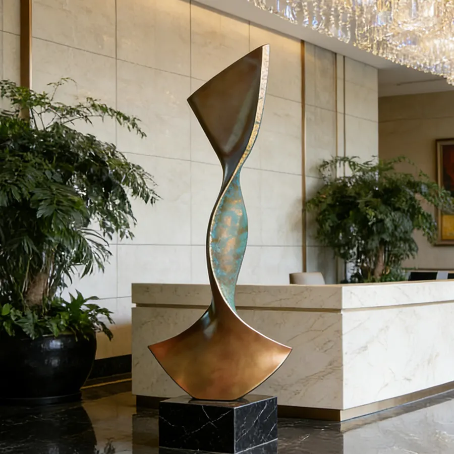 “Eternal Flow” – Modern Twisted Ribbon Metal Sculpture for Hotel & Corporate Lobbies