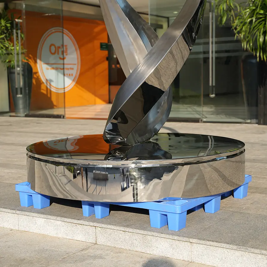 Rotating Stainless Steel Abstract Sculpture for Luxury Interiors