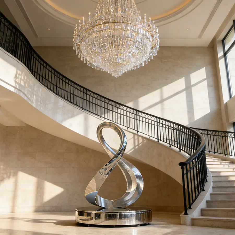 Rotating Stainless Steel Abstract Sculpture for Luxury Interiors