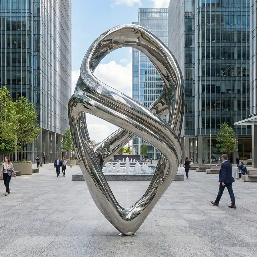 Large Abstract Stainless Steel Sculpture for Luxury Hotel Lobby & Interior Spaces