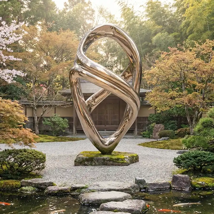 Large Abstract Stainless Steel Sculpture for Luxury Hotel Lobby & Interior Spaces