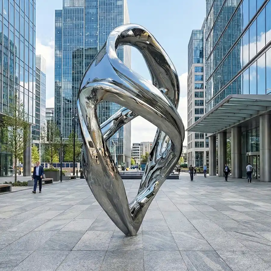Large Abstract Stainless Steel Sculpture for Luxury Hotel Lobby & Interior Spaces