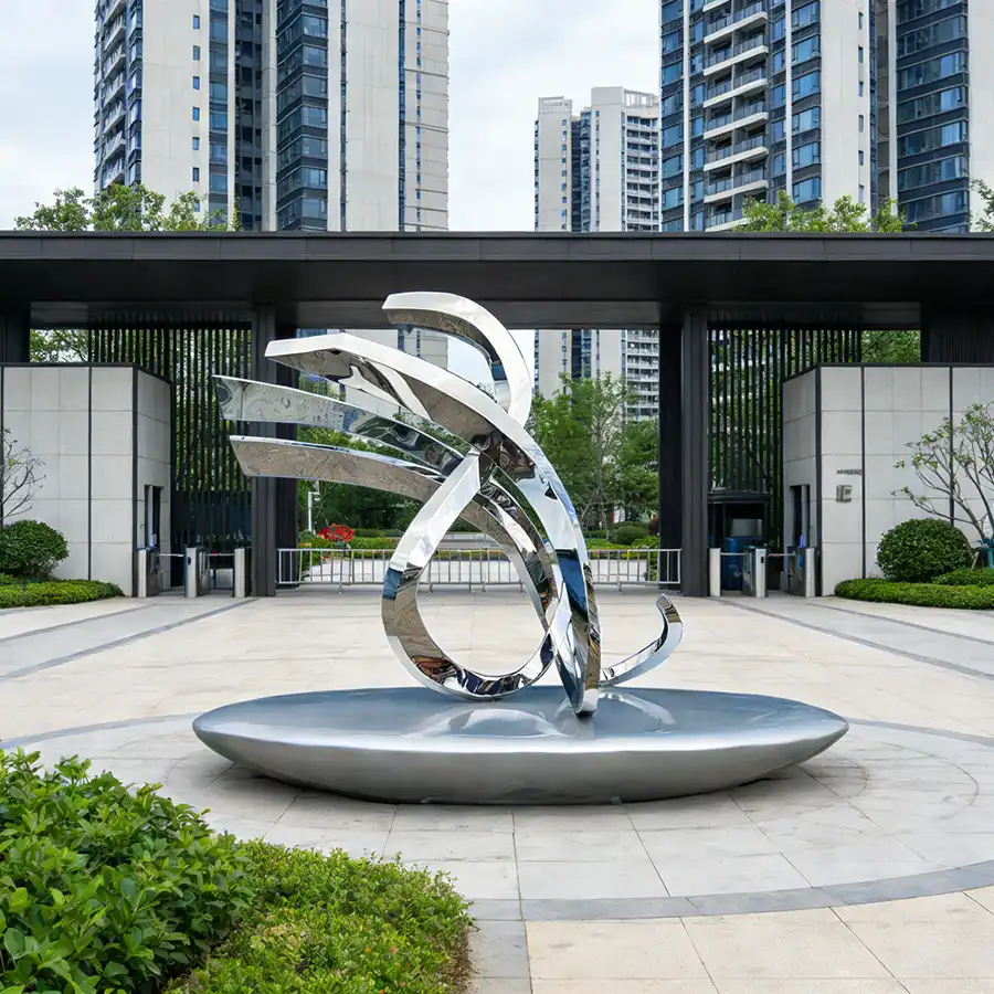 Abstract Stainless Steel Sculpture for Outdoor Landscape & Resort Design