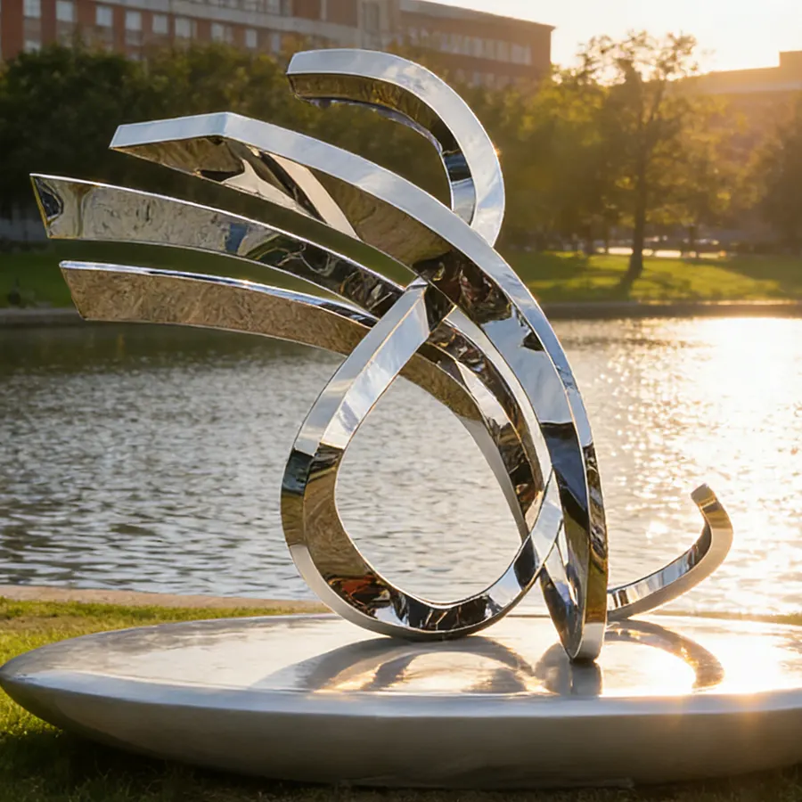 Abstract Stainless Steel Sculpture for Outdoor Landscape & Resort Design