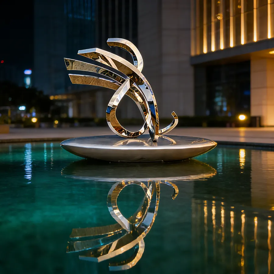 Abstract Stainless Steel Sculpture for Outdoor Landscape & Resort Design