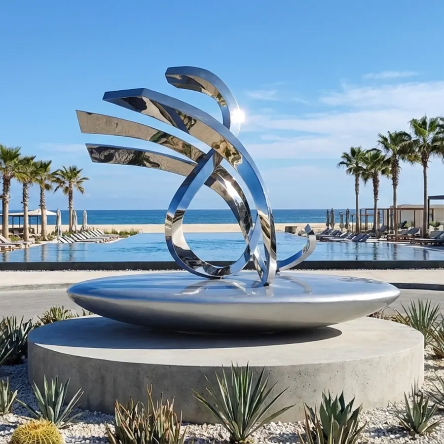 Abstract Stainless Steel Sculpture for Outdoor Landscape & Resort Design