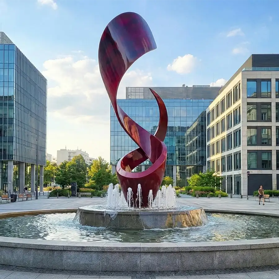 Abstract Red Stainless Steel Sculpture for Public Plaza & Urban Landscape