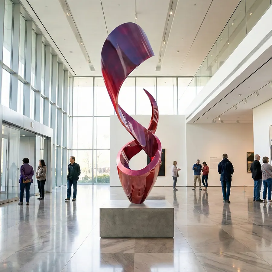 Abstract Red Stainless Steel Sculpture for Public Plaza & Urban Landscape