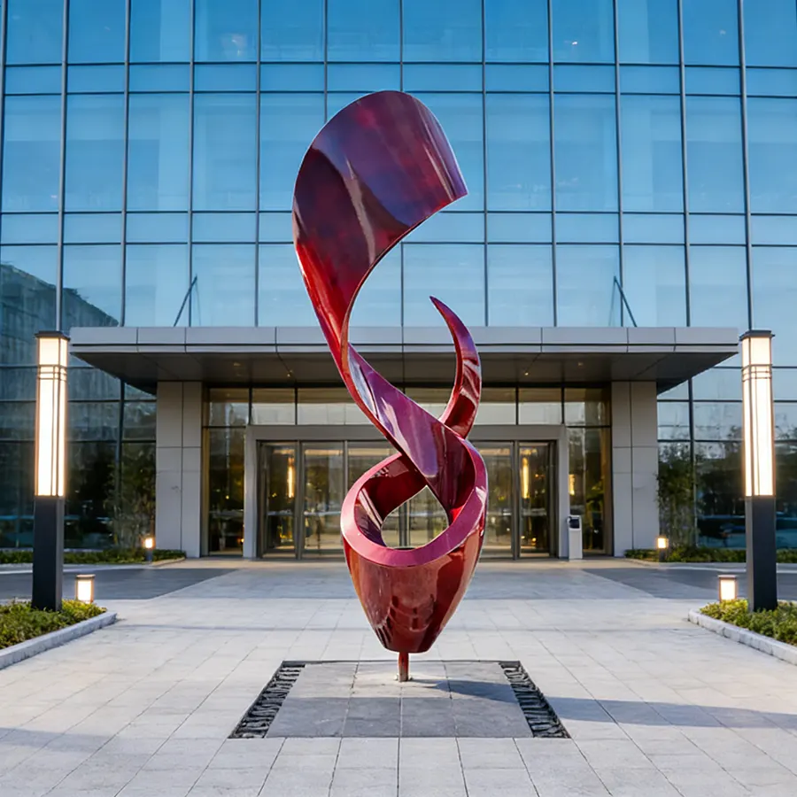 Abstract Red Stainless Steel Sculpture for Public Plaza & Urban Landscape